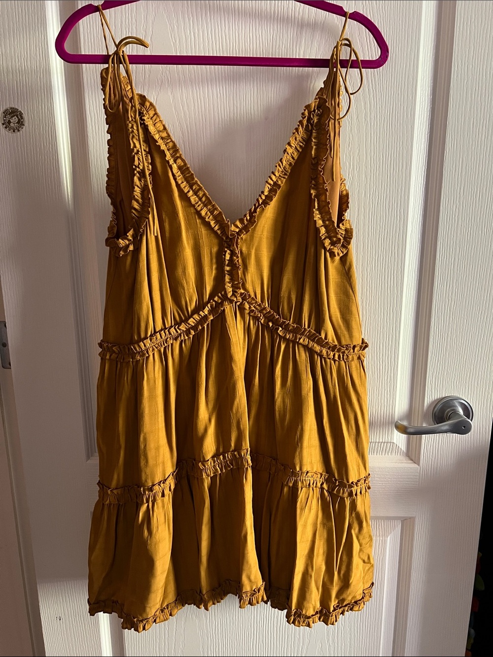 Storia Golden Yellow Ruffle-Trim Dress